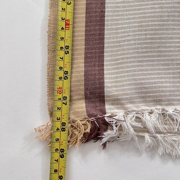 NEW Cotton Tablecloth Artisan Indian Handwoven Striped Browns Fringe Earth Tones - Picture 6 of 7